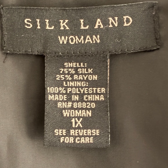 Silkland Black Embroidered Longline Blazer Floral Silk Blend Jacket 1X - Picture 4 of 11